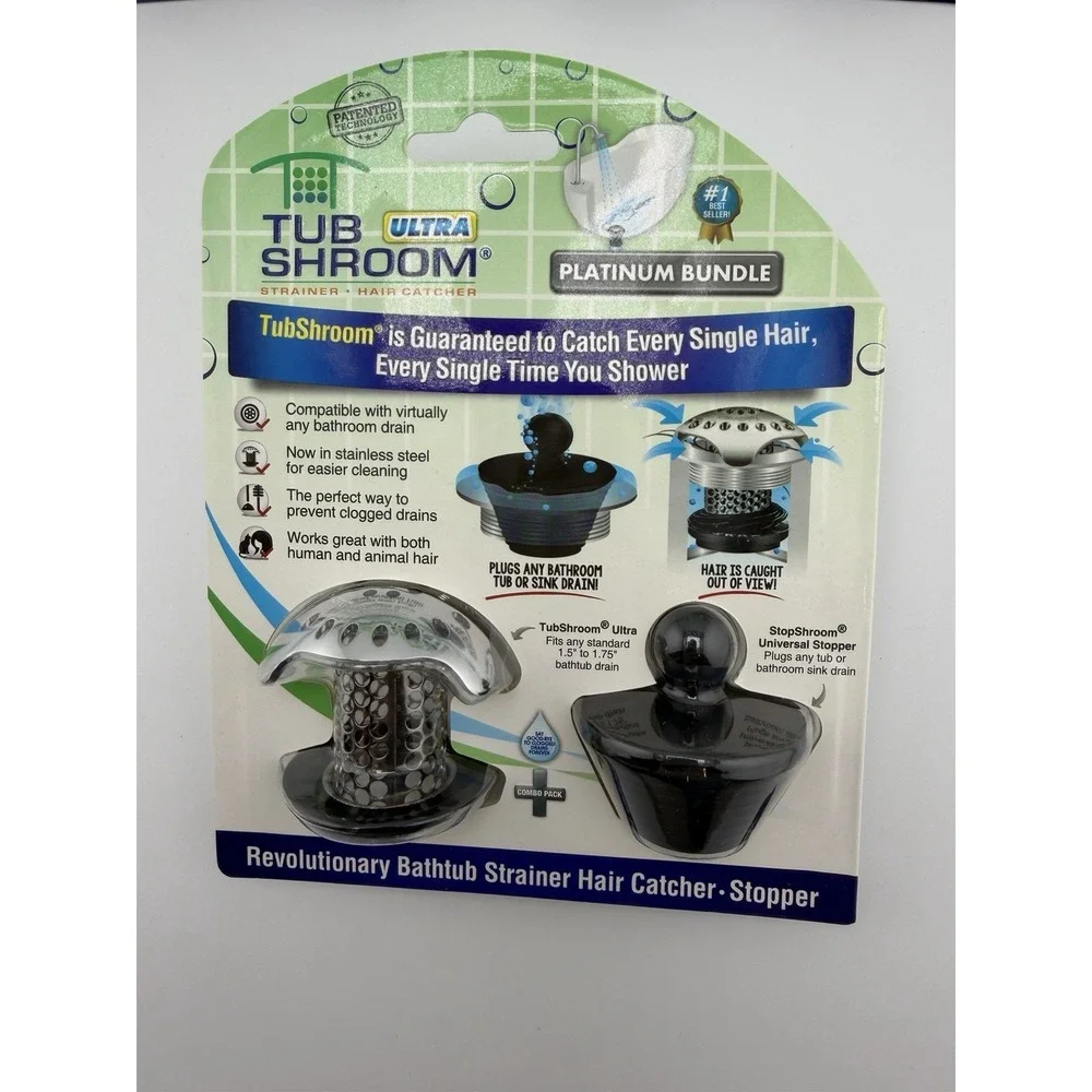 Tubshroom Ultra Revolutionary Bath Tub Drain Protector Hair Stainless  6 Pack - Picture 2 of 5